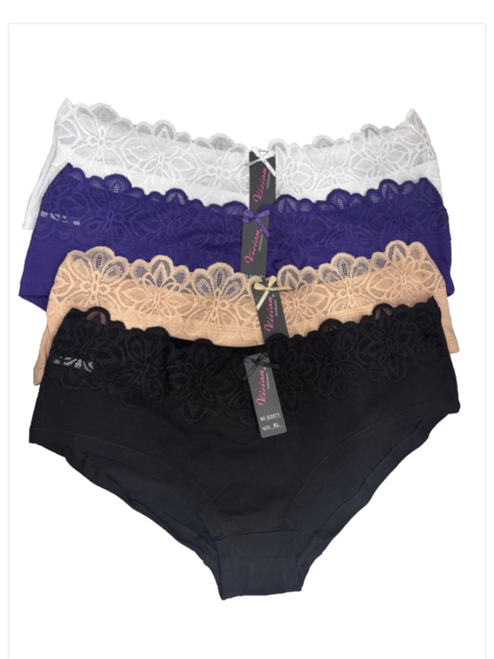 Vision Lace Trimmed  Cotton Panty 4 Panties  XL, different colors   NWT